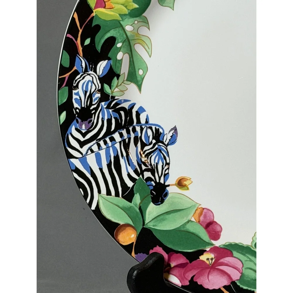 Sakura Vitromaster Rain Forest Dinner Plate Sue Zipkin 1993 Jungle Leopard Zebra - Picture 2 of 8